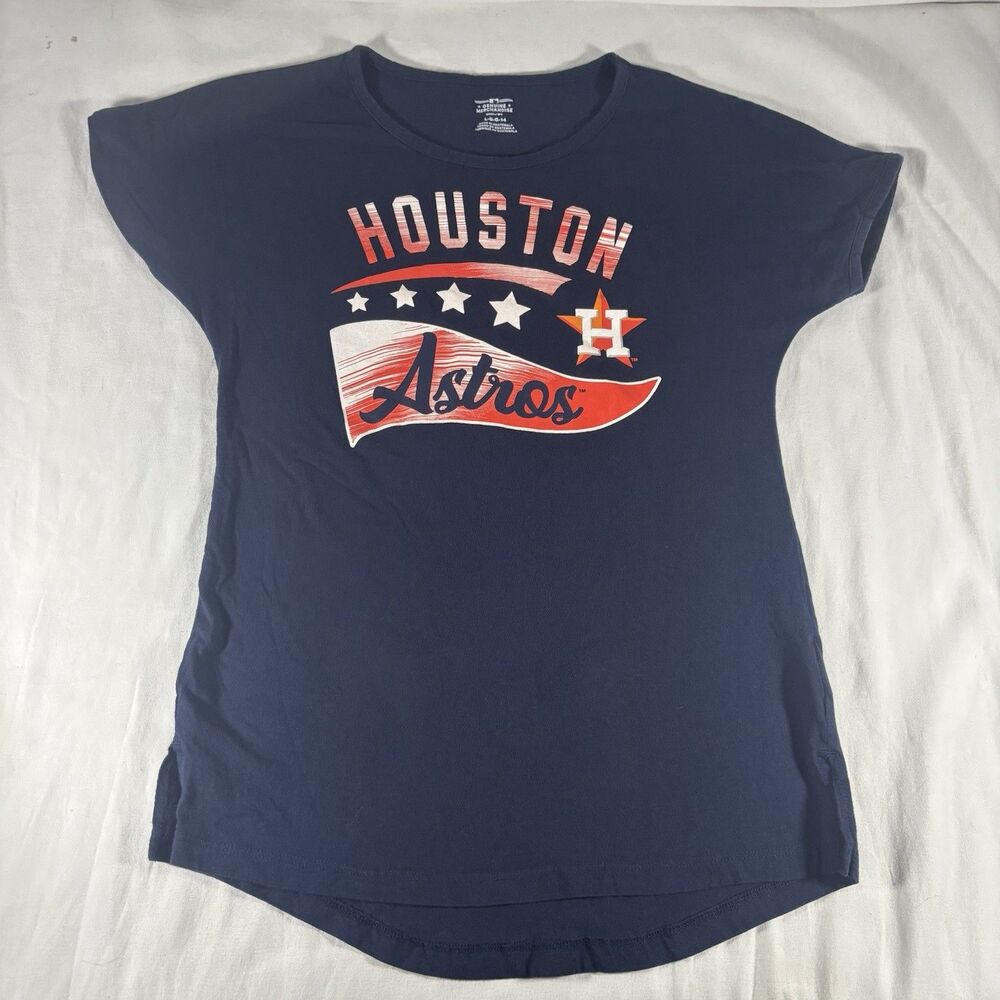 Houston Astros Women’s Graphic T-Shirt Size L Navy Blue Genuine Merchandise